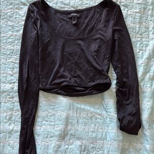 Forever 21 Black Fitted Crop Bodysuit Blouse